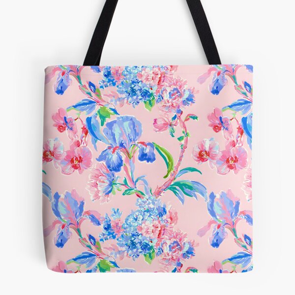 Item preview, Irises, Orchids, hydrangeas and peonies on blush pink designed and sold by SophieClimaArt.