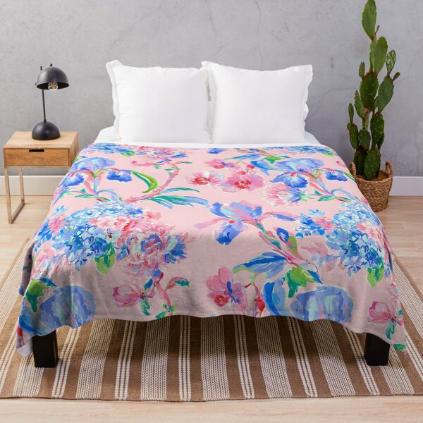 Item preview, Irises, Orchids, hydrangeas and peonies on blush pink designed and sold by SophieClimaArt.