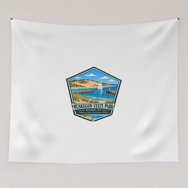 Item preview, Muskegon State Park Michigan USA Dunes Of The Freshwater Shore Travel Souvenir designed and sold by JonesFlora2025.