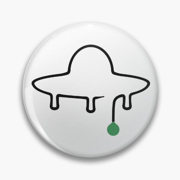 Item preview, Minimalist UFO One Line Drawing with Green Drop designed and sold by MirrorsFineArt.