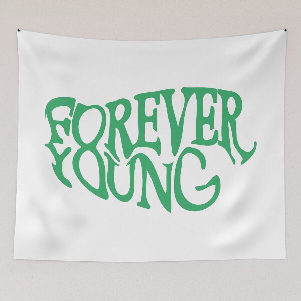 Item preview, Forever Young Green Typography – Retro Text Art designed and sold by Black María.
