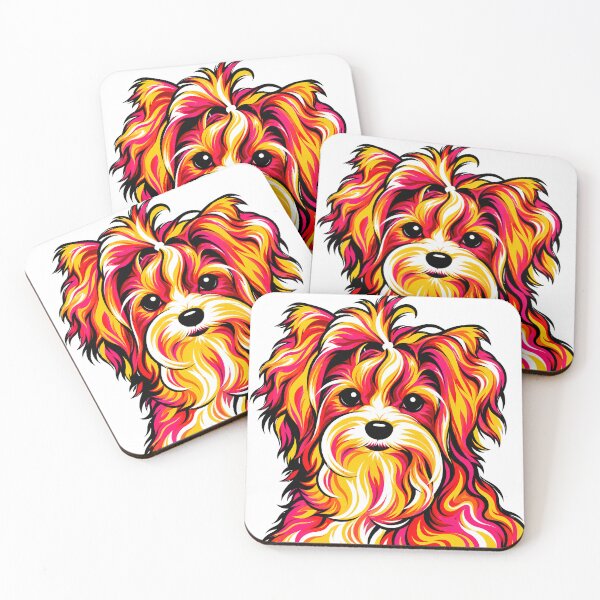 Item preview, Biewer Terrier Portrait – Pink & Orange Pop Art designed and sold by shrolts.