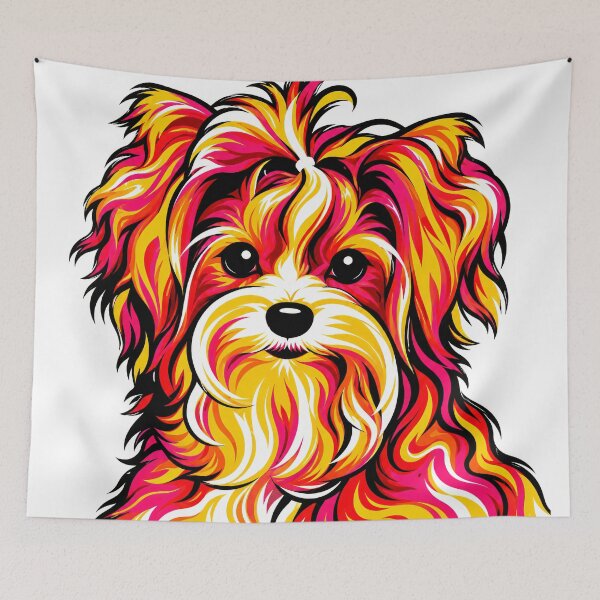 Item preview, Biewer Terrier Portrait – Pink & Orange Pop Art designed and sold by shrolts.