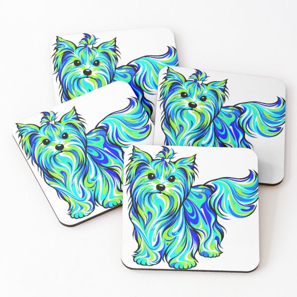 Item preview,  Biewer Terrier – Electric Blue & Lime Swirls designed and sold by shrolts.
