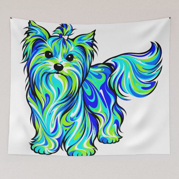 Item preview,  Biewer Terrier – Electric Blue & Lime Swirls designed and sold by shrolts.