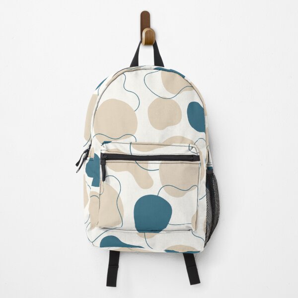 Item preview, Teal Blue Organic Shapes Beige Abstract pattern designed and sold by Specialdesign10.