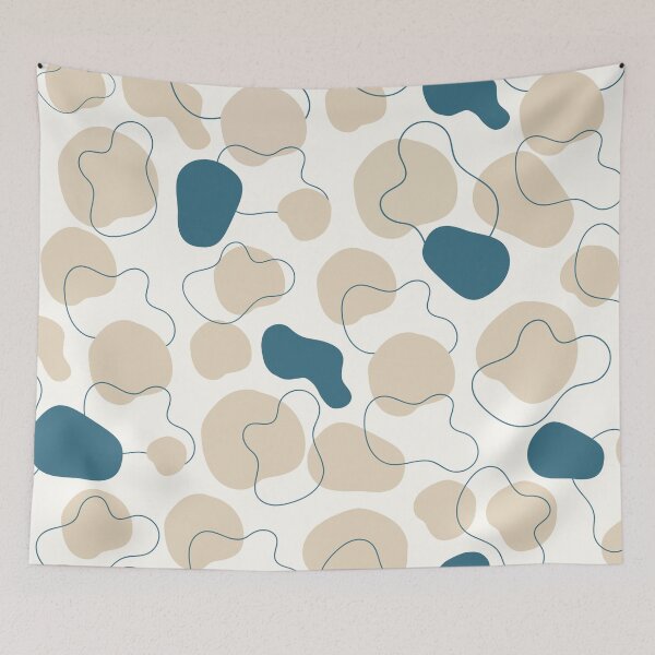 Item preview, Teal Blue Organic Shapes Beige Abstract pattern  designed and sold by Aurevella.