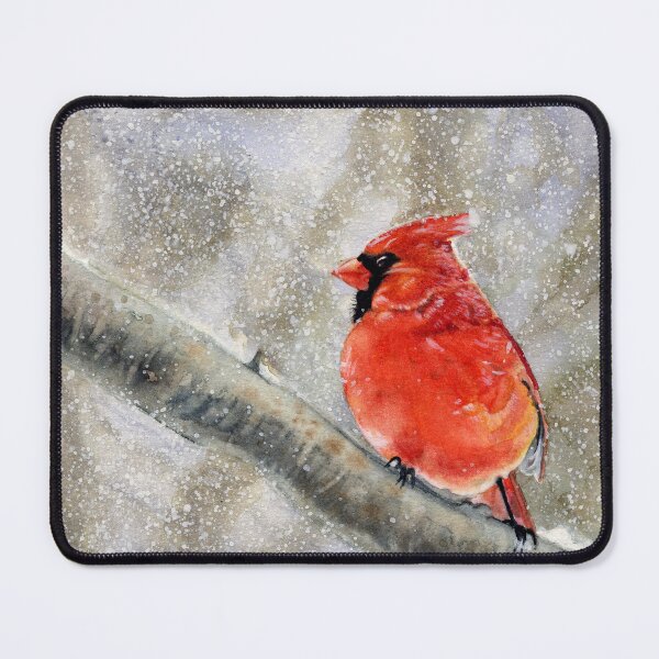 Artikelvorschau, Winterflamme Kardinal Aquarell entworfen und verkauft von Raven Studio.