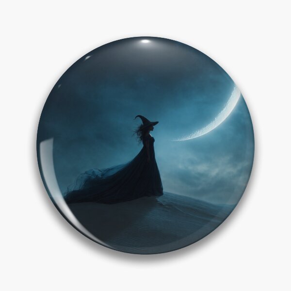 Item preview, Witch Beneath the Crescent Moon – Blue Gothic Fantasy Art designed and sold by WhimsyWink.