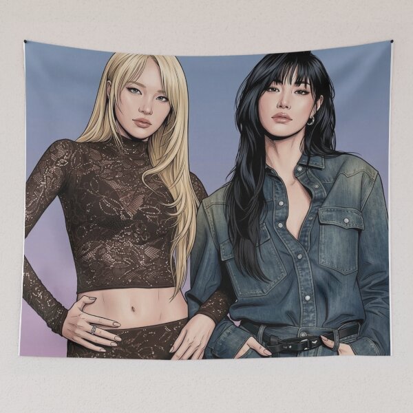 Item preview, JanJingJing Model Laidback Link Actress Thai GL LGBTQ+ Cartoon Decor Comic Wall Art Print Poster Shirt Clock Blanket KDrama designed and sold by Mind Space.