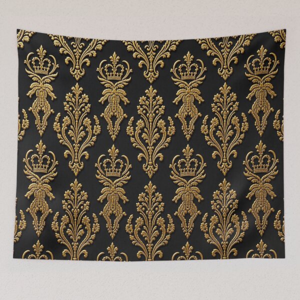 Item preview, Elegant Victorian Gold Filigree Pattern Black Velvet Art designed and sold by Breezes-of-Ida.