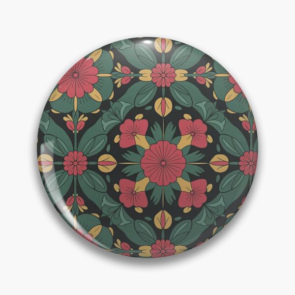 Item preview, Vintage Floral Tile Pattern Red and Green designed and sold by Mindful Wall Art Studio.