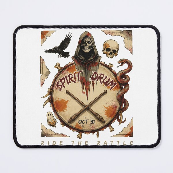 Item preview, Spirit Drum Halloween Design – Ritual Skeleton Shaman Graphic Tee v10 designed and sold by DarylWelsh2024.