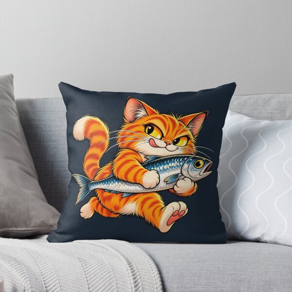 Item preview, Orange Cat Stealing a Giant Sardine designed and sold by ImagenFusionP.