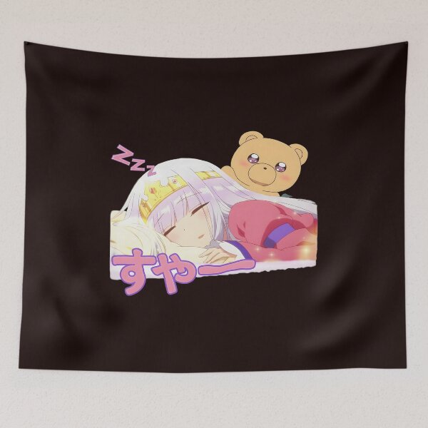 Item preview, Cute Anime Girl Sleeping with Bear and Crown designed and sold by AXA-Walahada.