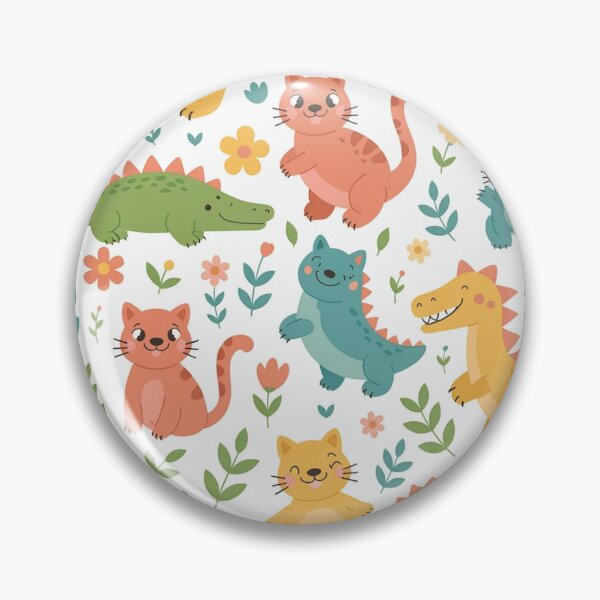 Item preview, Cute Dinosaurs and Cats Pastel Pattern designed and sold by Mindful Wall Art Studio.