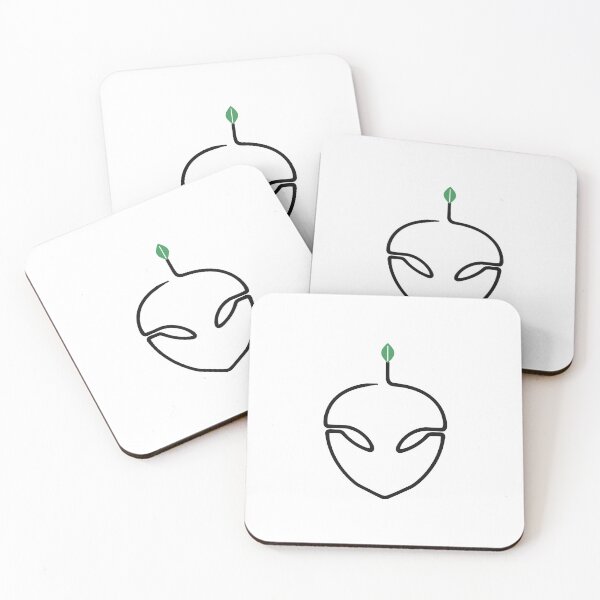 Item preview, Cute Alien One Line Art with Green Leaf designed and sold by MirrorsFineArt.