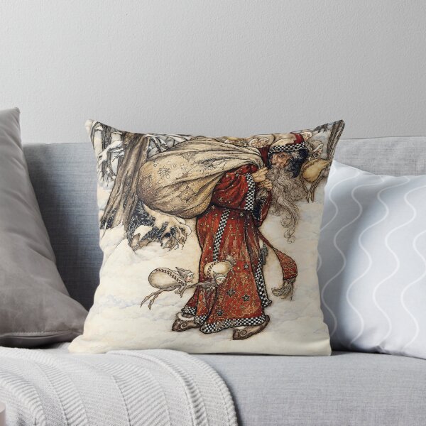 Item preview, Vintage Christmas Wall Art, Santa Claus and Elves in Snow, Arthur Rackham Storybook Illustration designed and sold by RickE.