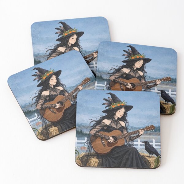 Item preview, The Elegant Witch Playing Guitar on a Bed of Straw. designed and sold by DibujandoPorfa.