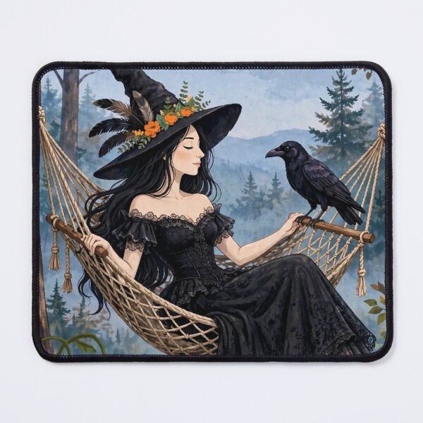 Item preview, The Elegant Witch Relaxing in a Hammock. designed and sold by DibujandoPorfa.