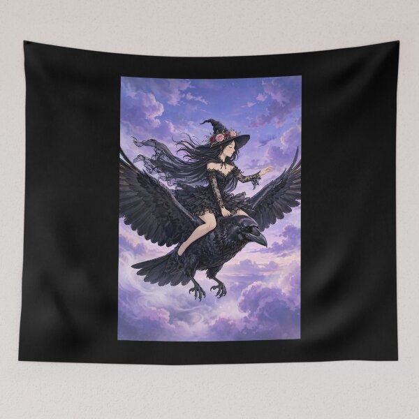 Item preview, The Seductive Witch Riding a Giant Raven. designed and sold by DibujandoPorfa.