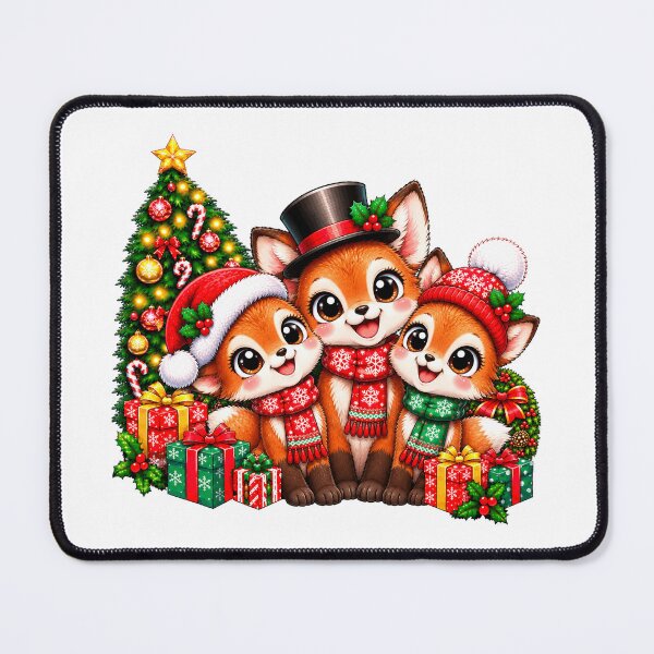 Item preview, Christmas foxes Trio Santa Funny fox Xmas Squad Holiday designed and sold by QuiteOrbit.