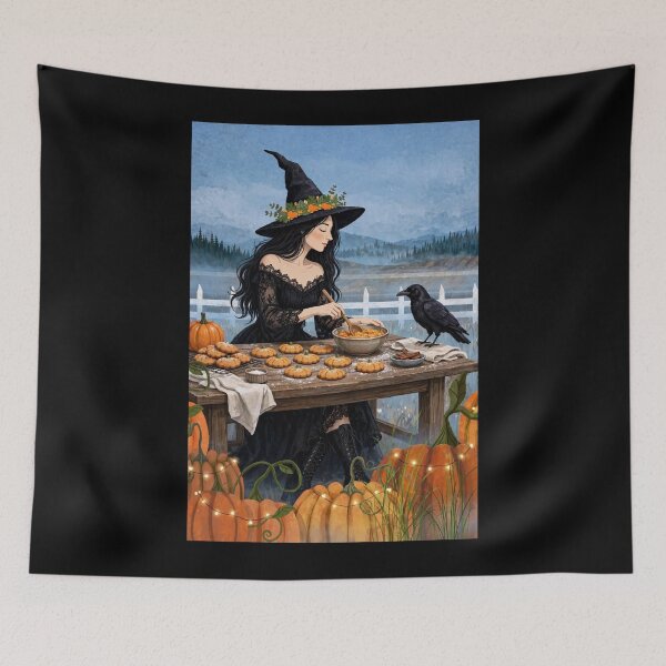 Item preview,  The Witch Preparing a Homemade Pumpkin Purée . designed and sold by DibujandoPorfa.