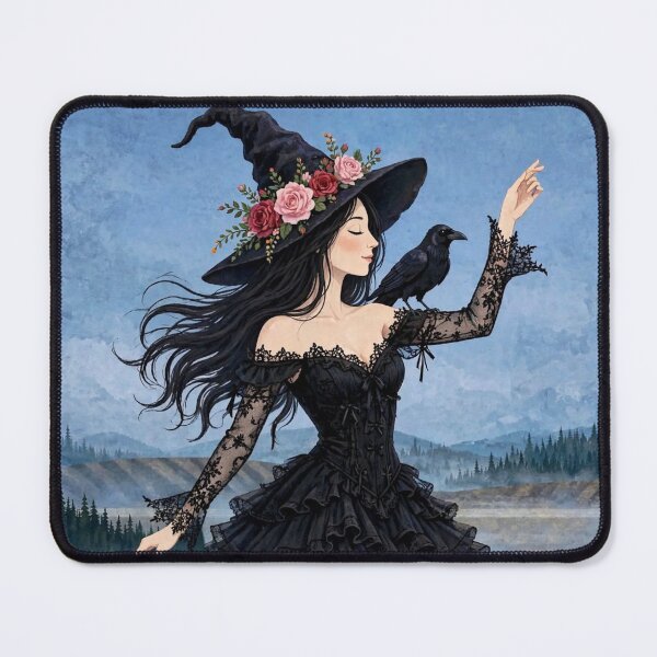 Item preview, The Elegant Witch Surrounded by Glowing Pumpkins. designed and sold by DibujandoPorfa.