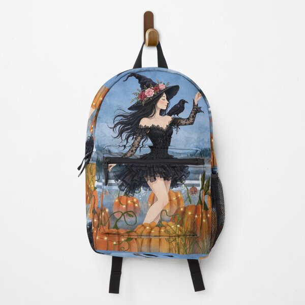 Item preview, The Elegant Witch Surrounded by Glowing Pumpkins. designed and sold by DibujandoPorfa.