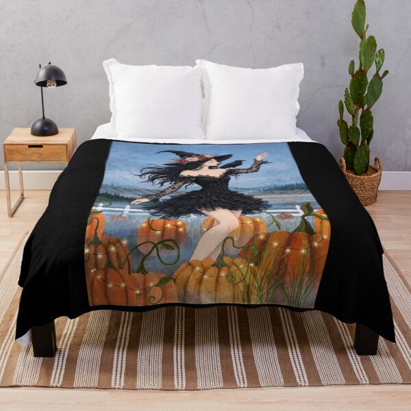 Item preview, The Elegant Witch Surrounded by Glowing Pumpkins. designed and sold by DibujandoPorfa.