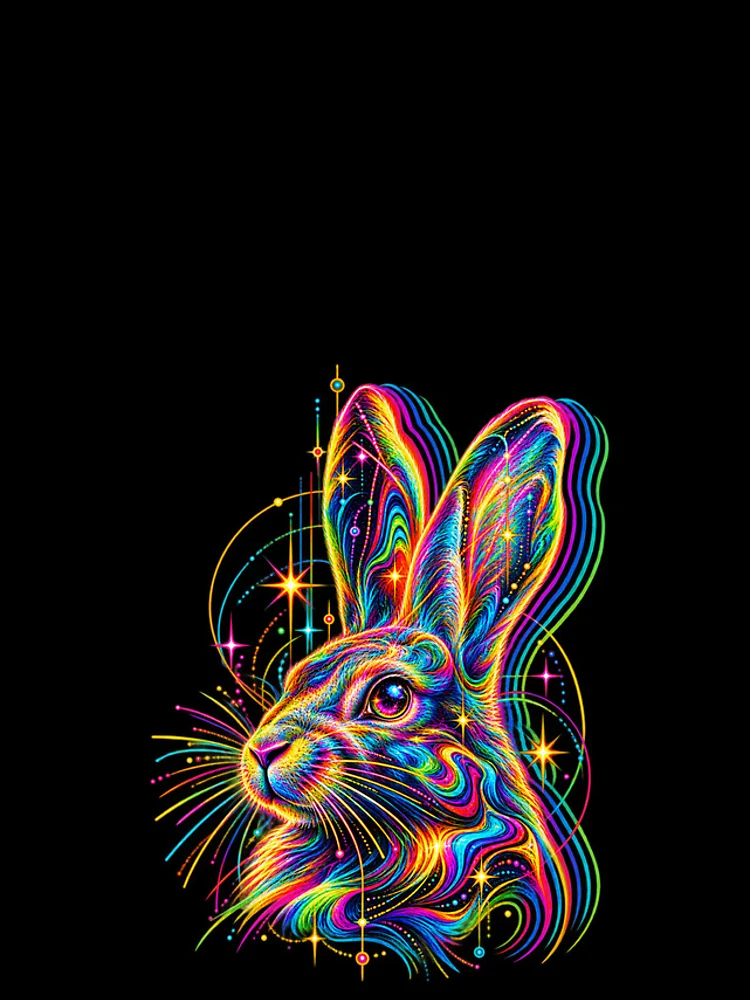 Thumbnail 4 of 4, iPhone Case, Psychedelic Neon Rabbit Rave designed and sold by Art For You Studio.
