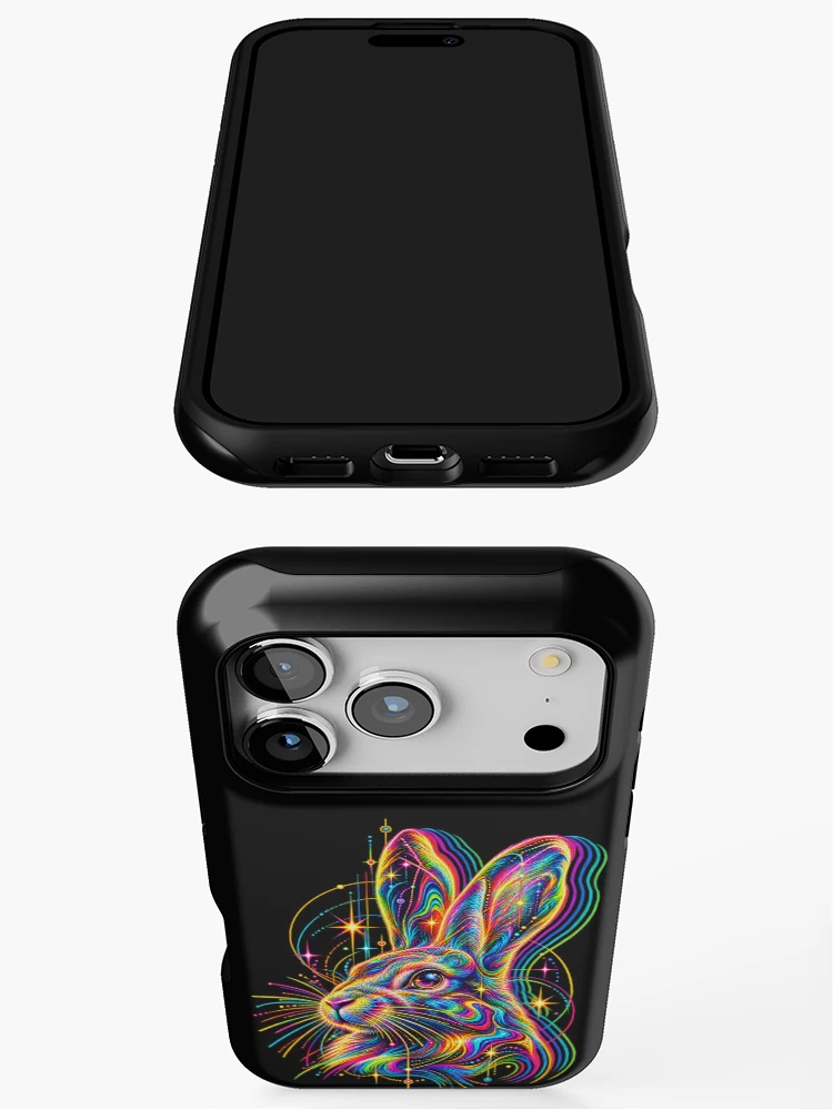 Thumbnail 3 of 4, iPhone Case, Psychedelic Neon Rabbit Rave designed and sold by Art For You Studio.