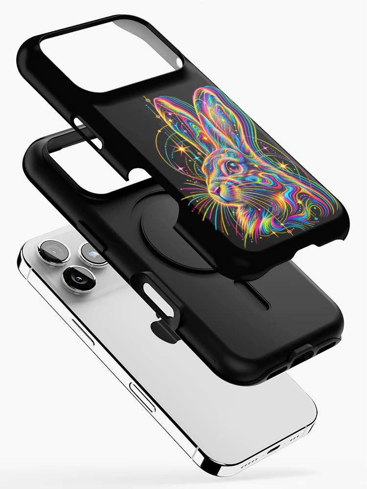 Thumbnail 2 of 4, iPhone Case, Psychedelic Neon Rabbit Rave designed and sold by Art For You Studio.