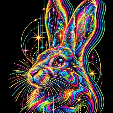Artwork thumbnail, Psychedelic Neon Rabbit Rave by Art For You Studio
