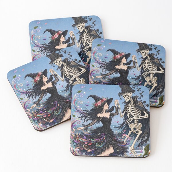 Item preview, The Witch Dancing with a Skeleton in a Pumpkin Field. designed and sold by DibujandoPorfa.