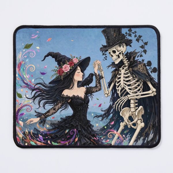 Item preview, The Witch Dancing with a Skeleton in a Pumpkin Field. designed and sold by DibujandoPorfa.