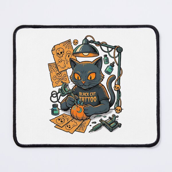 Item preview, Black Cat Haunted Tattoo Artist designed and sold by PictoVibe.