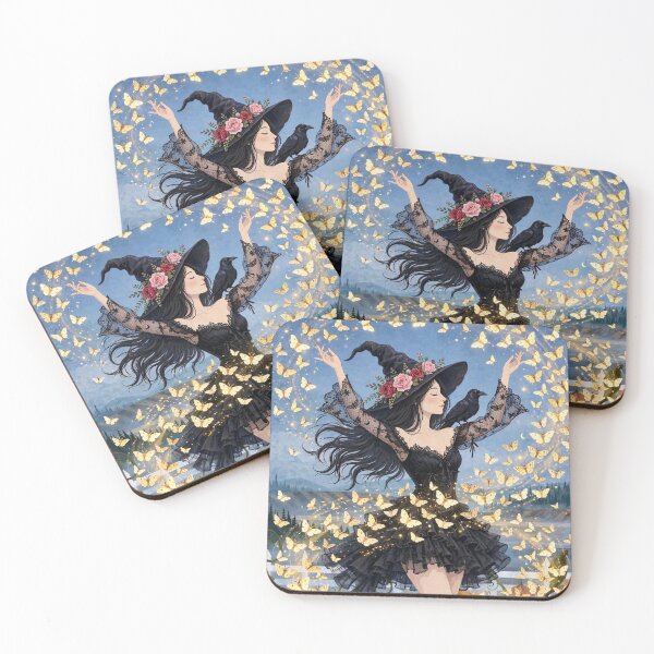 Item preview, The Enchanting Witch Dancing in a Whirlwind of Butterflies. designed and sold by DibujandoPorfa.