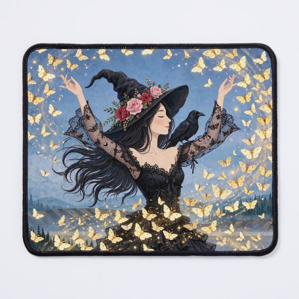 Item preview, The Enchanting Witch Dancing in a Whirlwind of Butterflies. designed and sold by DibujandoPorfa.