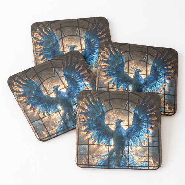 Item preview, Sapphire Phoenix Rising in Stained Glass designed and sold by FrostyForge.
