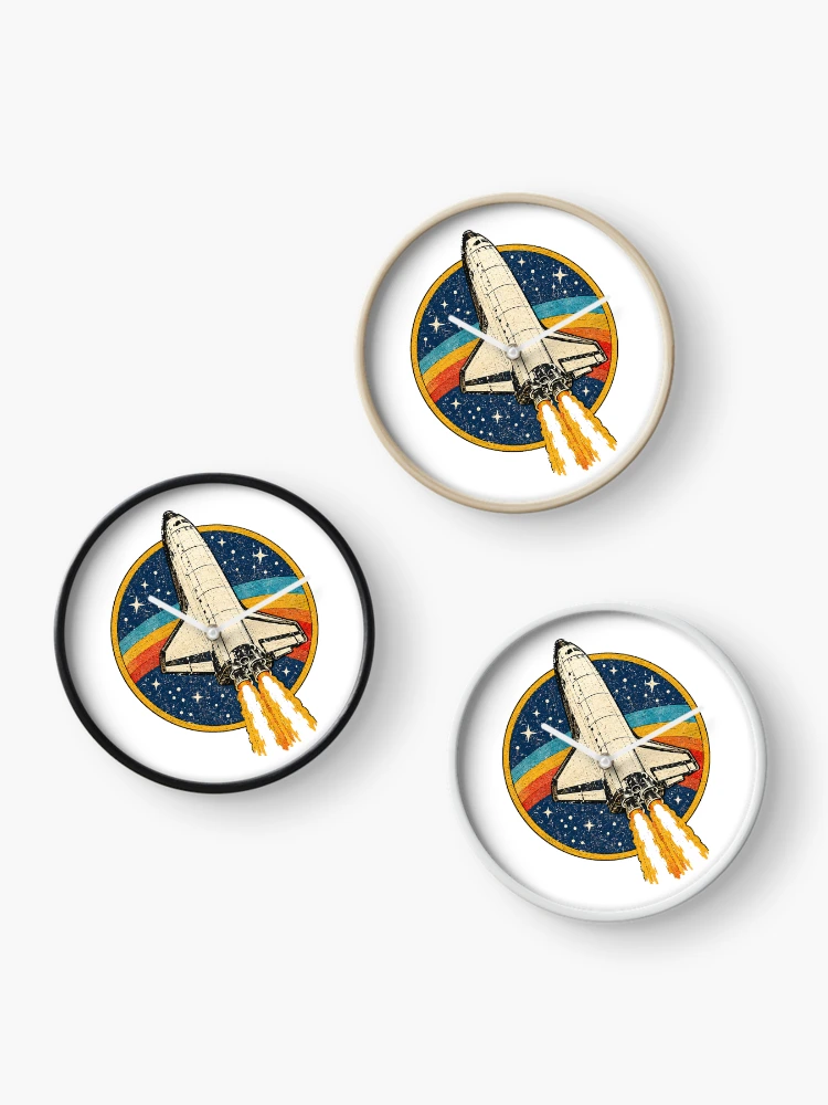 Thumbnail 3 of 4, Clock, Distressed Rocket Emblem designed and sold by QuiteOrbit.