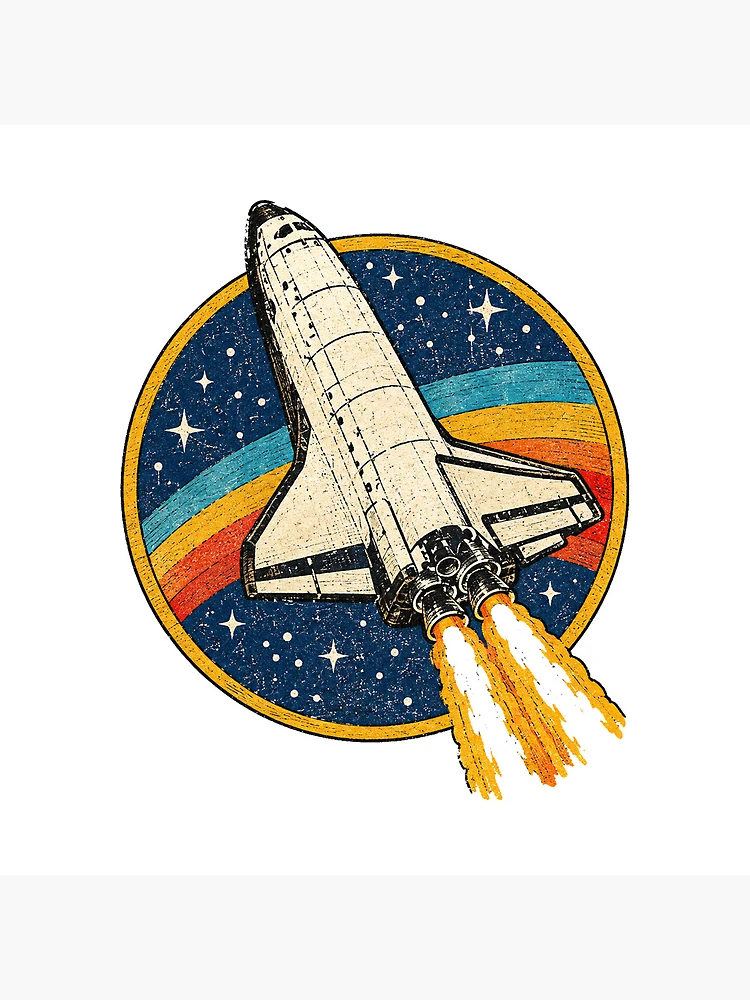 Thumbnail 4 of 4, Clock, Distressed Rocket Emblem designed and sold by QuiteOrbit.