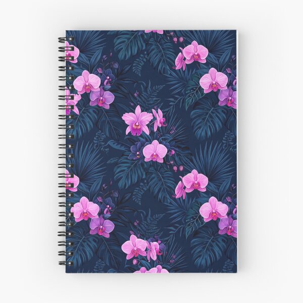Item preview, Pink Orchid Blossoms and Dark Blue Leaves Pattern    designed and sold by Owcomm.