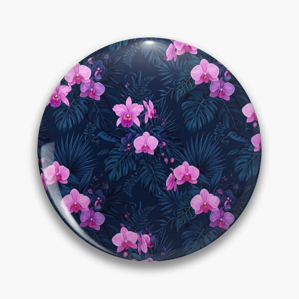 Item preview, Pink Orchid Blossoms and Dark Blue Leaves Pattern    designed and sold by Owcomm.