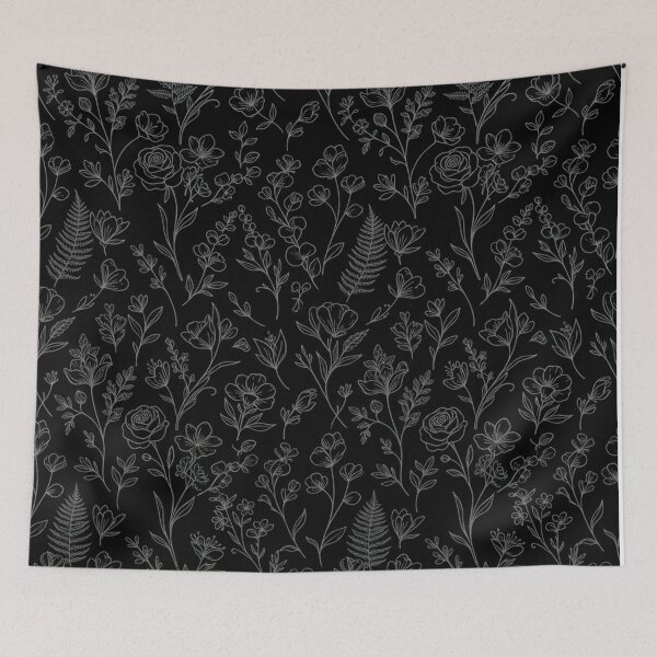 Item preview, Minimalist White Line Art Floral Pattern designed and sold by Owcomm.