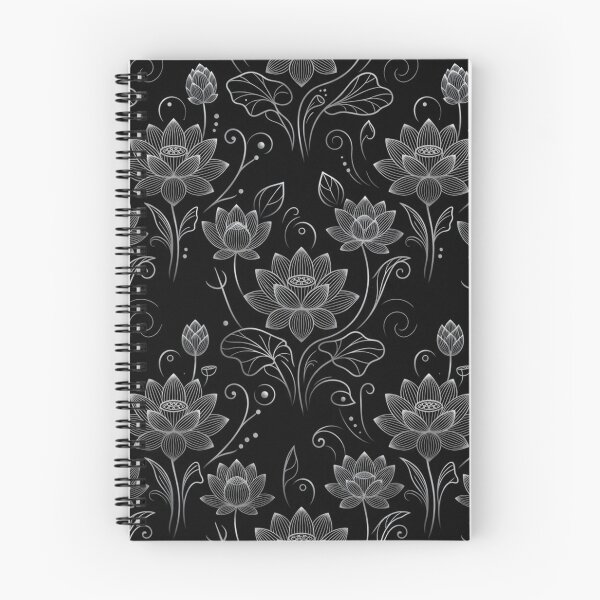 Item preview, Elegant Silver Lotus Pattern on Black designed and sold by Owcomm.