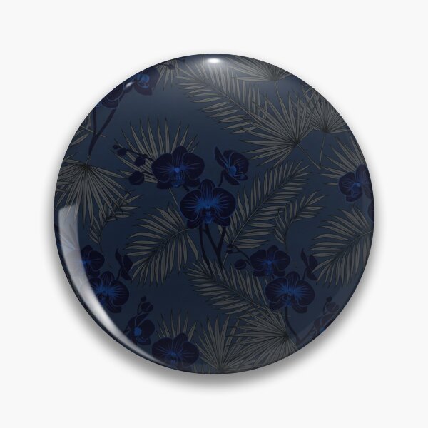 Item preview, Dark Navy Blue Tropical Orchid Floral Pattern designed and sold by Owcomm.