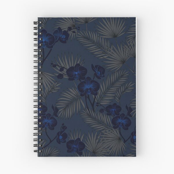 Item preview, Dark Navy Blue Tropical Orchid Floral Pattern designed and sold by Owcomm.