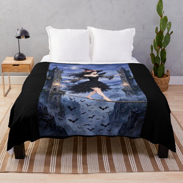 Item preview, The Enchanting Witch Walking a Tightrope Between Towering Spires. designed and sold by DibujandoPorfa.