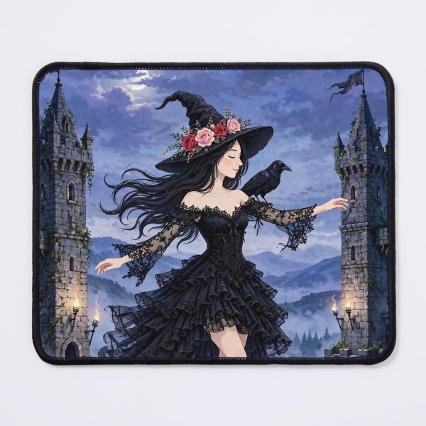 Item preview, The Enchanting Witch Walking a Tightrope Between Towering Spires. designed and sold by DibujandoPorfa.